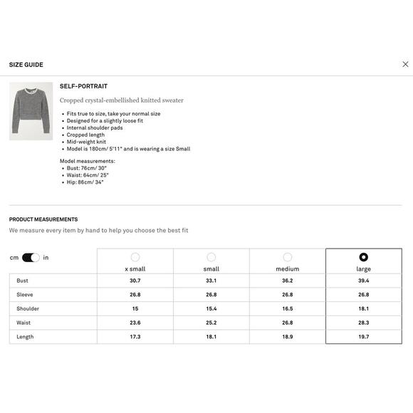 SELF-PORTRAIT Cropped crystal-embellished knitted sweater Gray Size Large - Picture 4 of 11